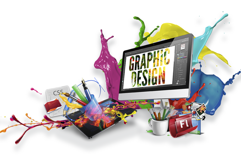 graphic design computer with paint