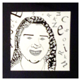 These are some of the student's self portraits made only with the letters of their name.